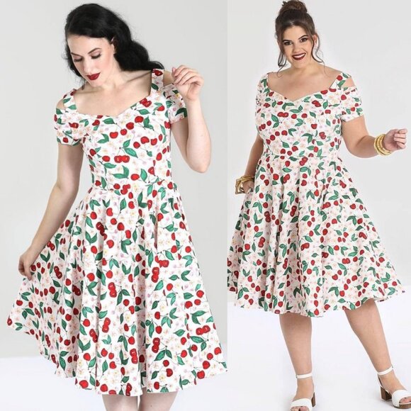 Hell Bunny Yvette 50’s Dress - Cherry Print - Picture 1 of 10